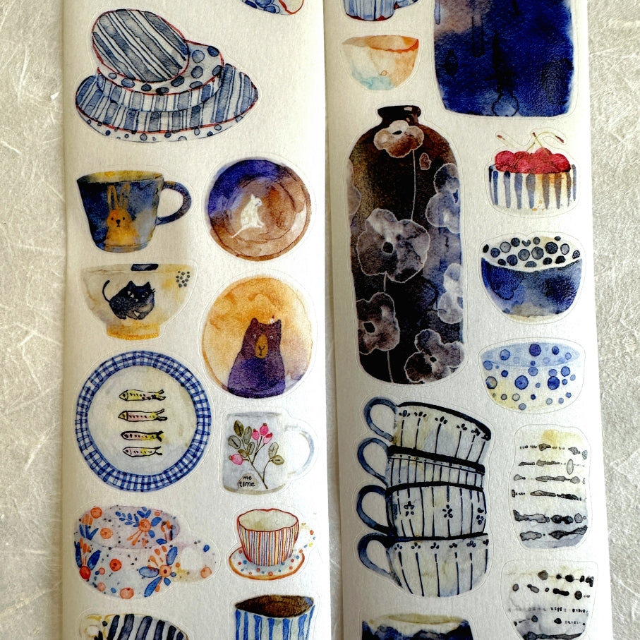 Ding Ding - Gentle Moments, Soothing Ceramics kiss-cut washi tape SAMPLES