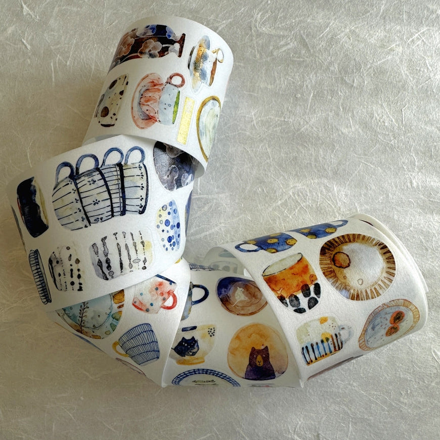 Ding Ding - Gentle Moments, Soothing Ceramics kiss-cut washi tape SAMPLES