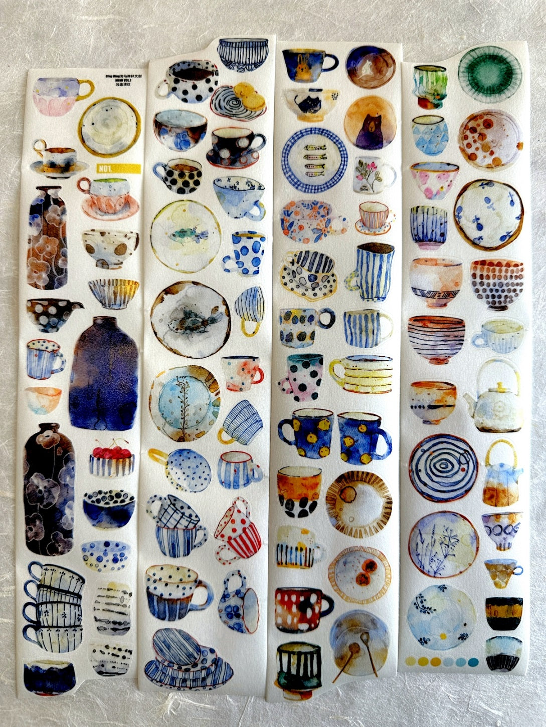 Ding Ding - Gentle Moments, Soothing Ceramics kiss-cut washi tape SAMPLES