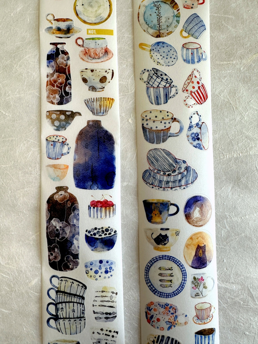 Ding Ding - Gentle Moments, Soothing Ceramics kiss-cut washi tape SAMPLES