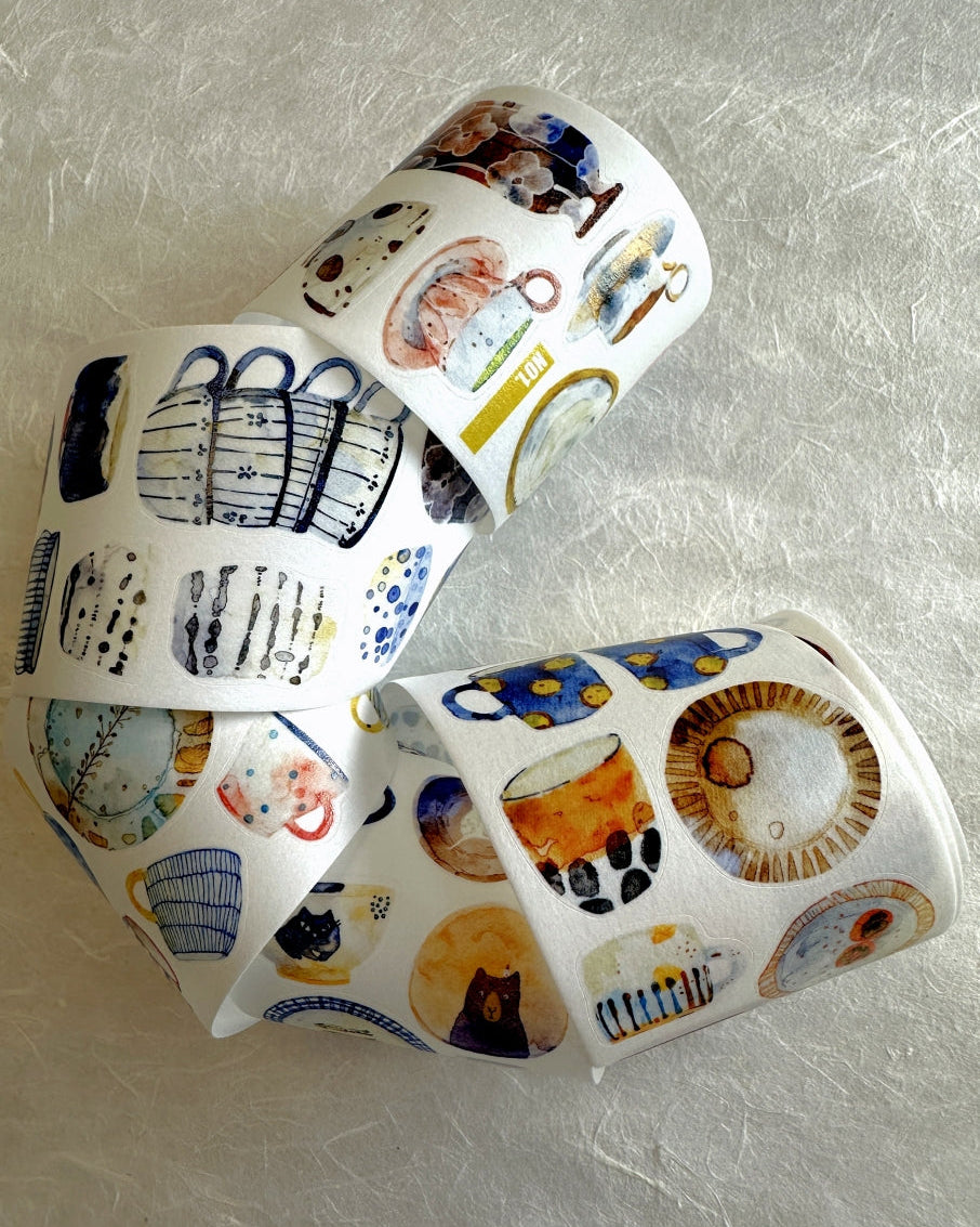 Ding Ding - Gentle Moments, Soothing Ceramics kiss-cut washi tape SAMPLES