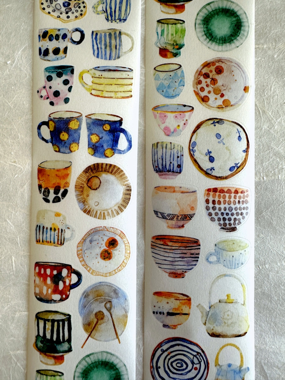 Ding Ding - Gentle Moments, Soothing Ceramics kiss-cut washi tape SAMPLES