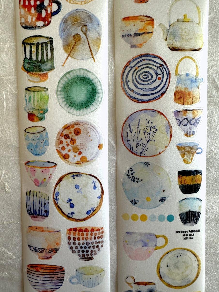 Ding Ding - Gentle Moments, Soothing Ceramics kiss-cut washi tape SAMPLES