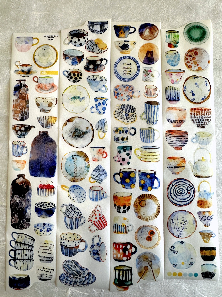 Ding Ding - Gentle Moments, Soothing Ceramics kiss-cut washi tape SAMPLES