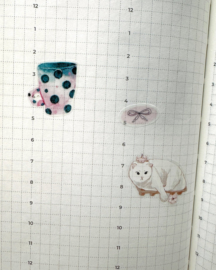 Ding Ding - Gentle Moments, Soothing Ceramics kiss-cut washi tape SAMPLES