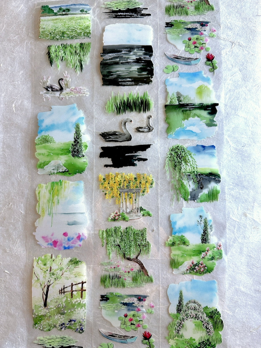 Dongxishe - Spring Water and Willow Pond kiss-cut PET tape SAMPLES
