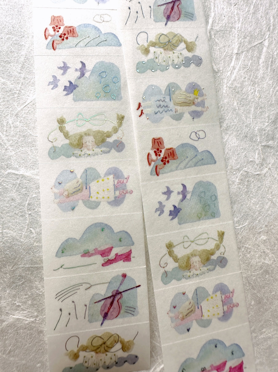Dodolulu - Reverie silver foil washi tape label sticker roll SAMPLES