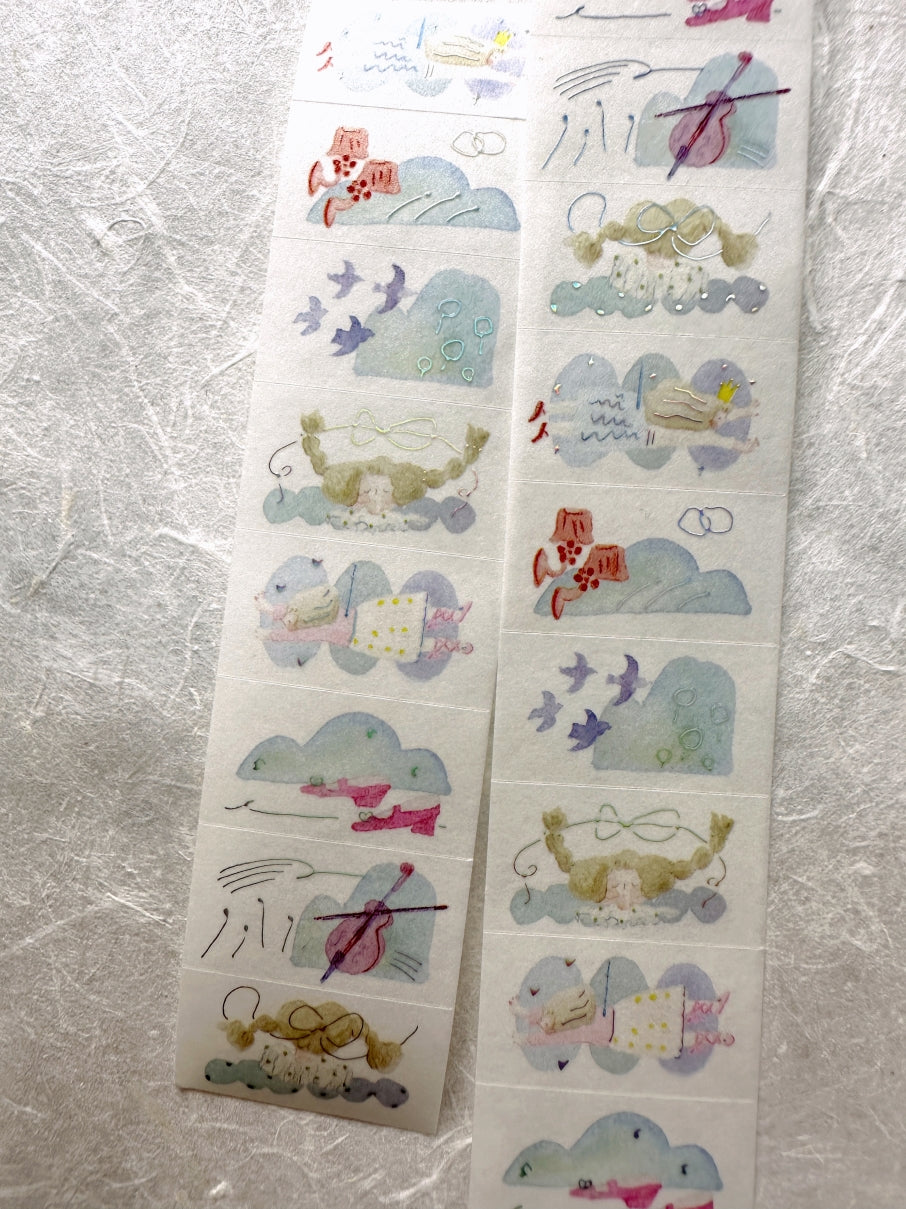 Dodolulu - Reverie silver foil washi tape label sticker roll SAMPLES