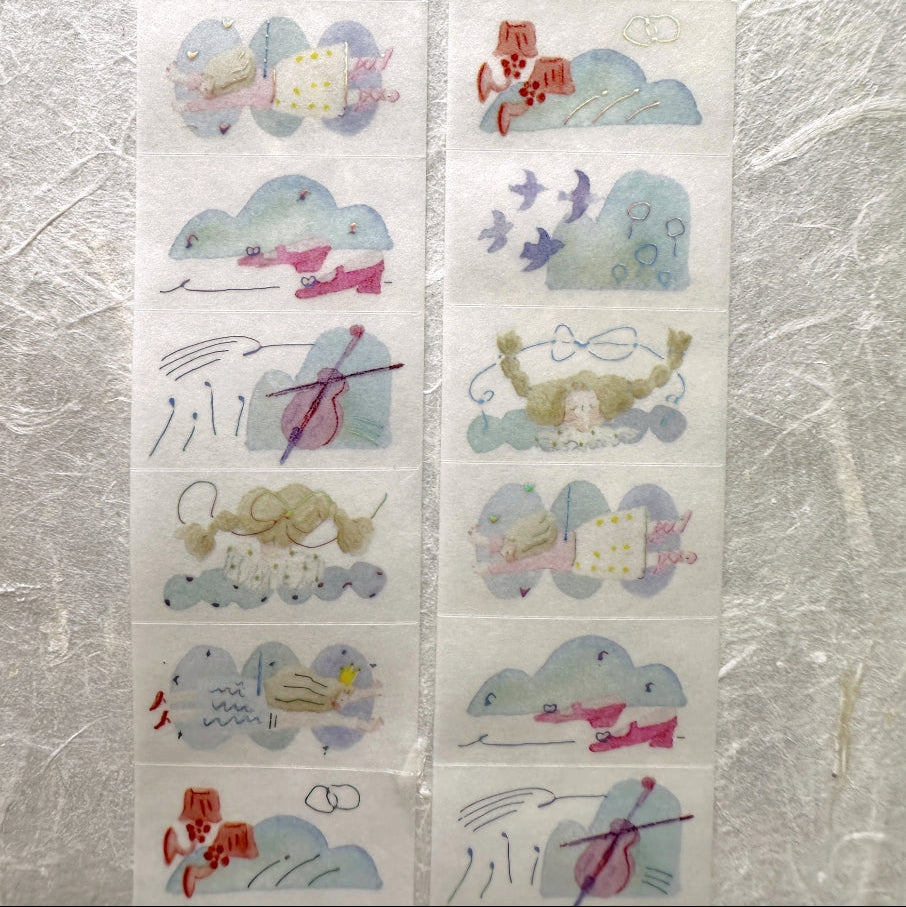Dodolulu - Reverie silver foil washi tape label sticker roll SAMPLES