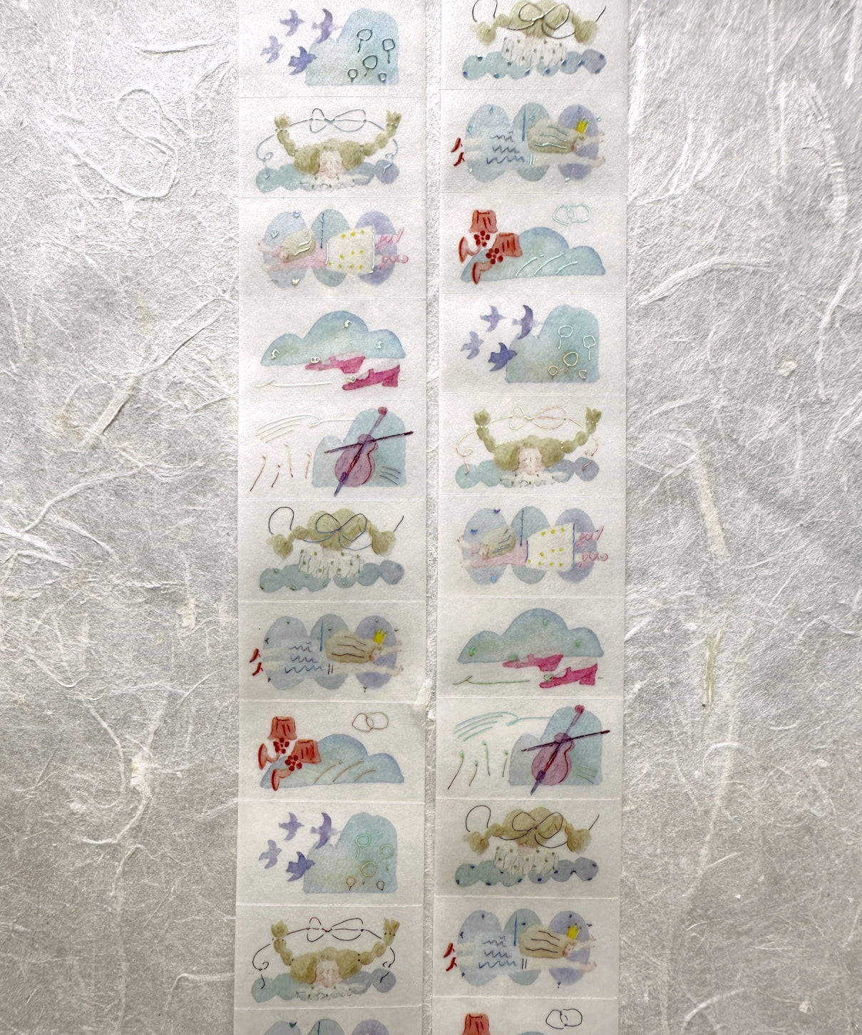 Dodolulu - Reverie silver foil washi tape label sticker roll SAMPLES