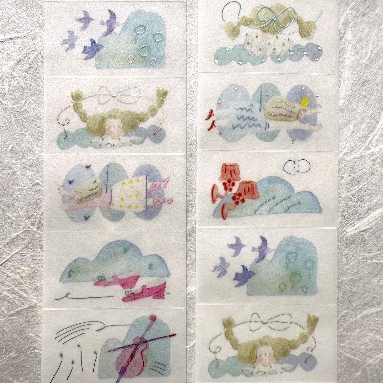 Dodolulu - Reverie silver foil washi tape label sticker roll SAMPLES