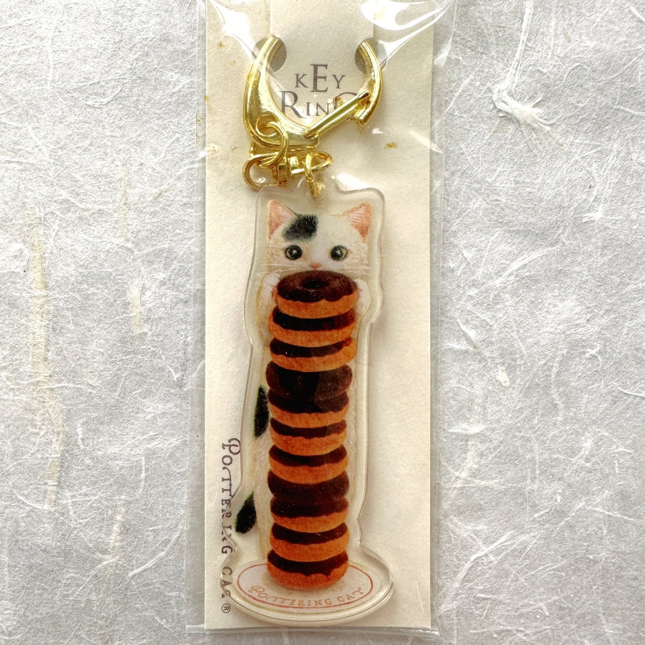Pottering Cat - Donuts pendant charms with keyring