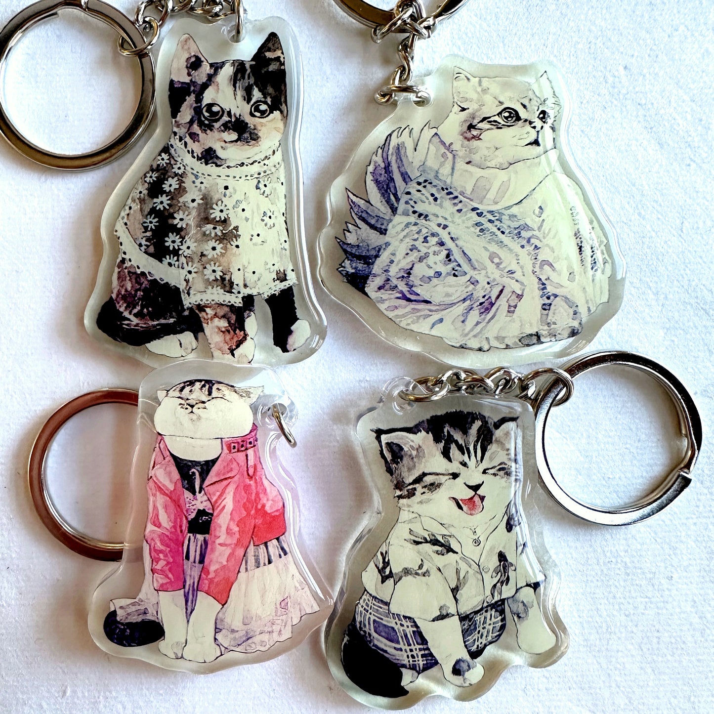 Cat Fashion Show by SUN - pendant charms with keyring
