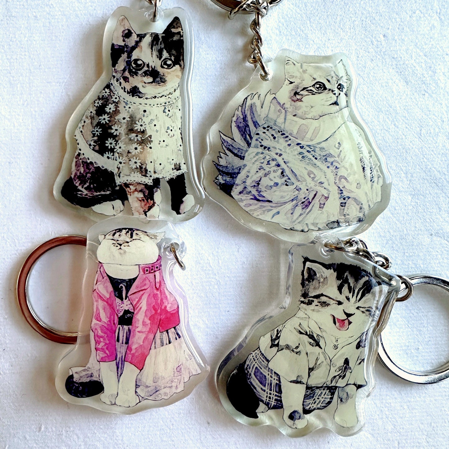 Cat Fashion Show by SUN - pendant charms with keyring