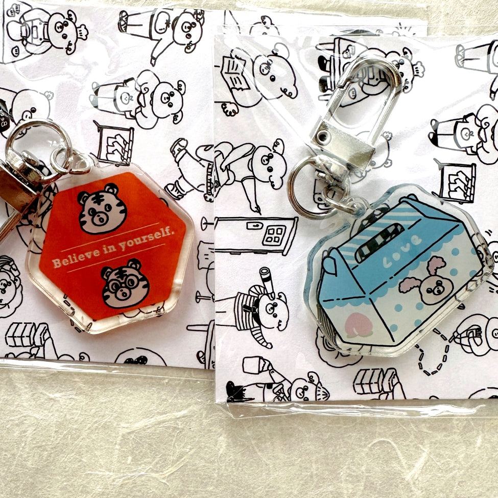 Yabee Zoo - Tiger / Rabbit acrylic pendant charms with keyring