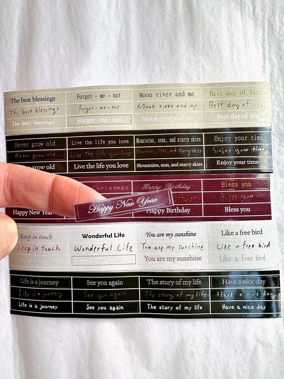 Fairy Maru - festive phrases kiss-cut paper tape SAMPLES