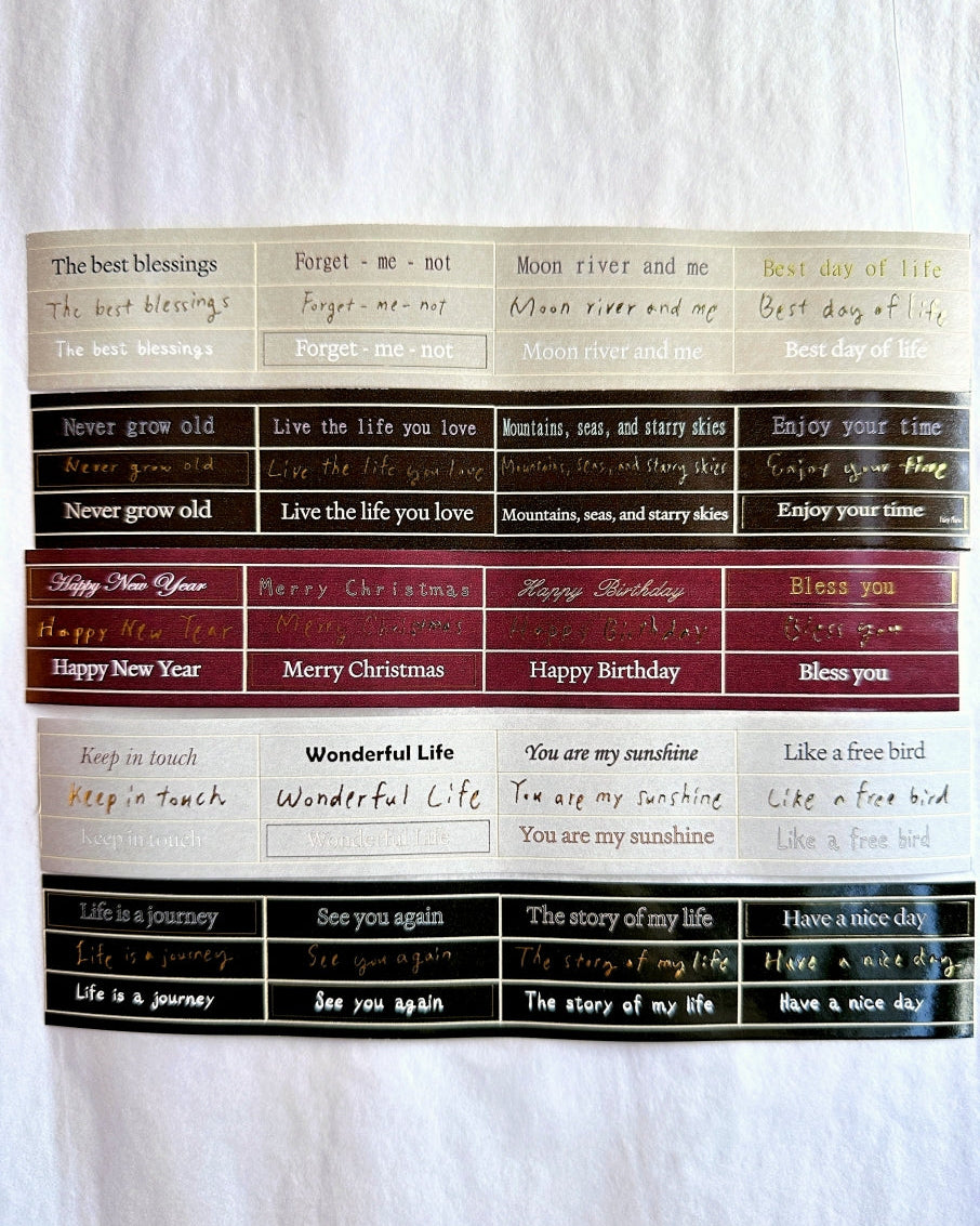 Fairy Maru - festive phrases kiss-cut paper tape SAMPLES
