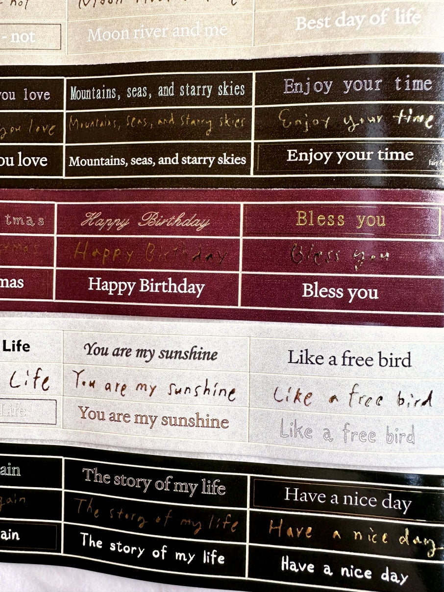 Fairy Maru - festive phrases kiss-cut paper tape SAMPLES