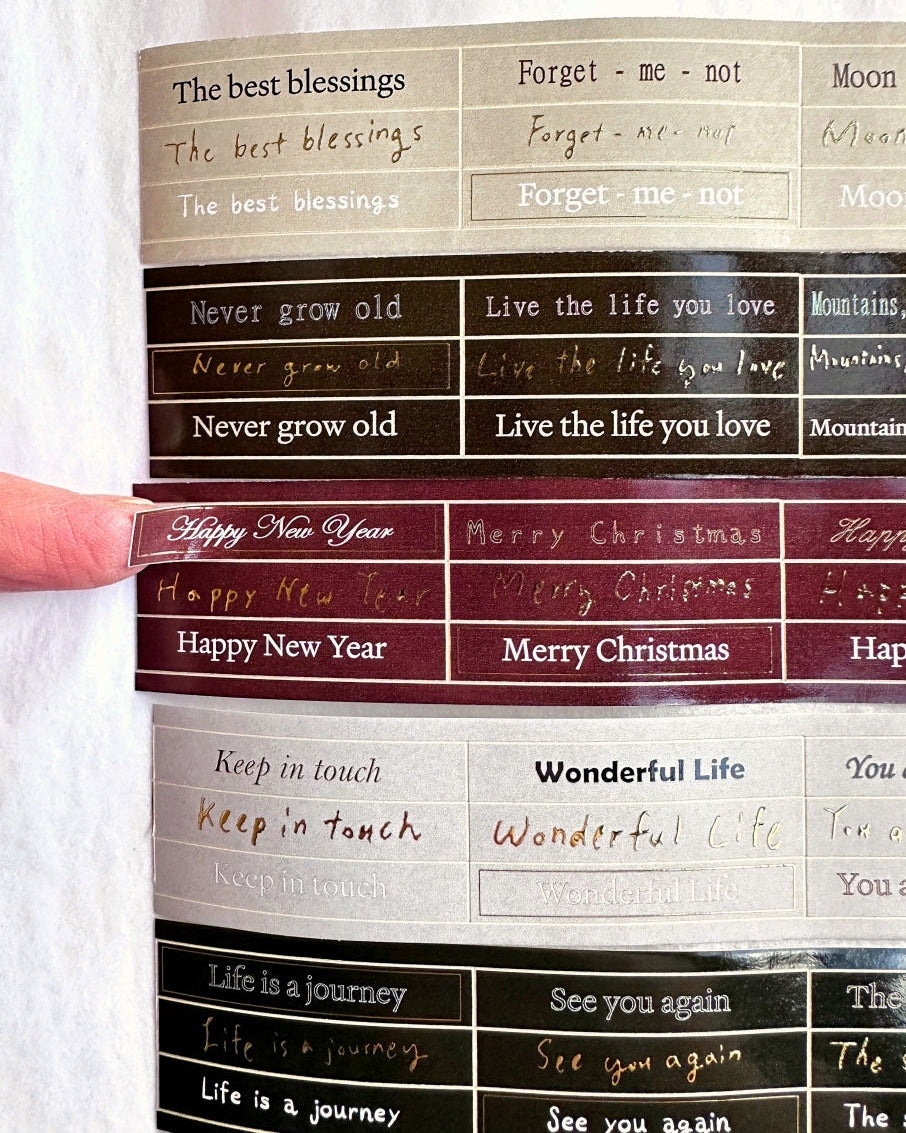 Fairy Maru - festive phrases kiss-cut paper tape SAMPLES