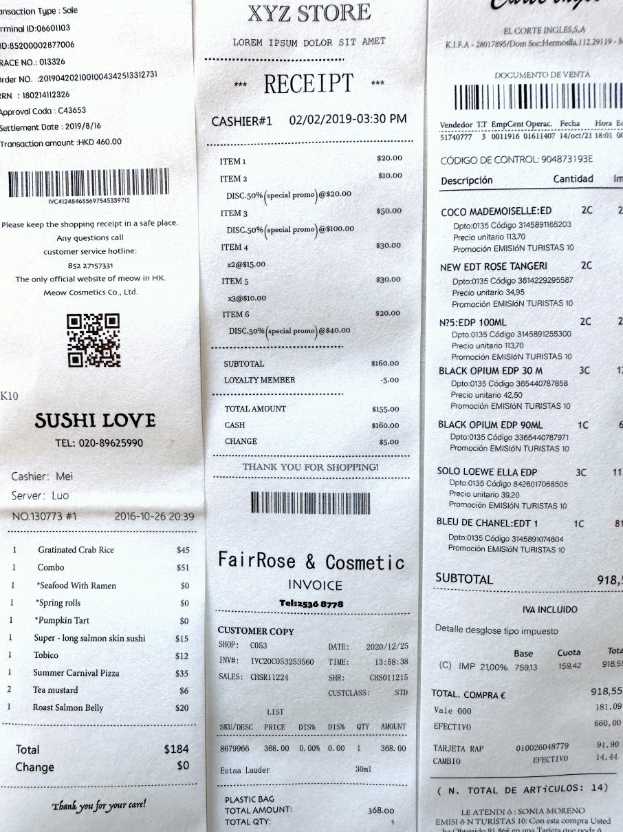 F Studio - A Roll of Receipts (Ver. 1 & 2) washi tape SAMPLES