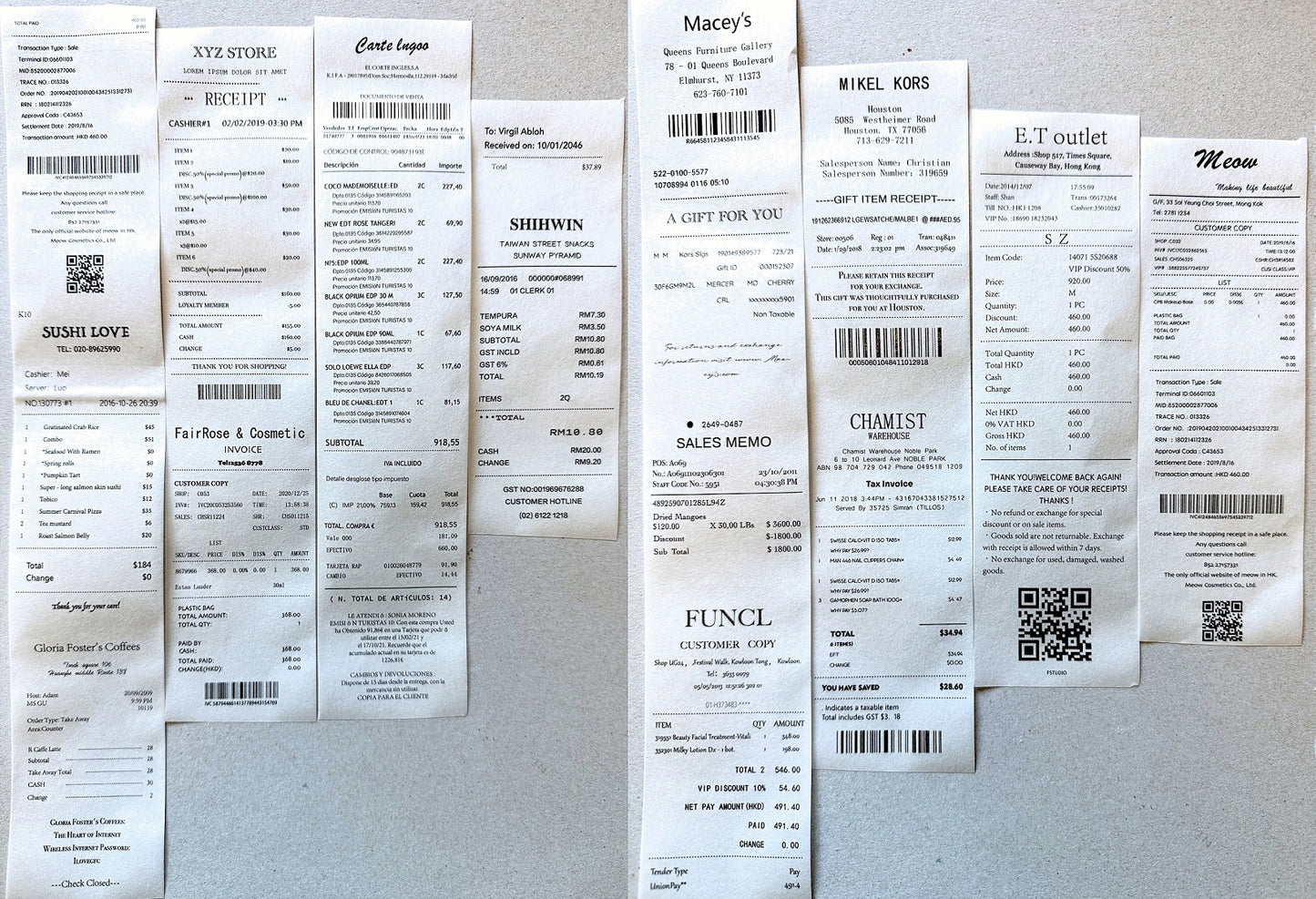 F Studio - A Roll of Receipts (Ver. 1 & 2) washi tape SAMPLES