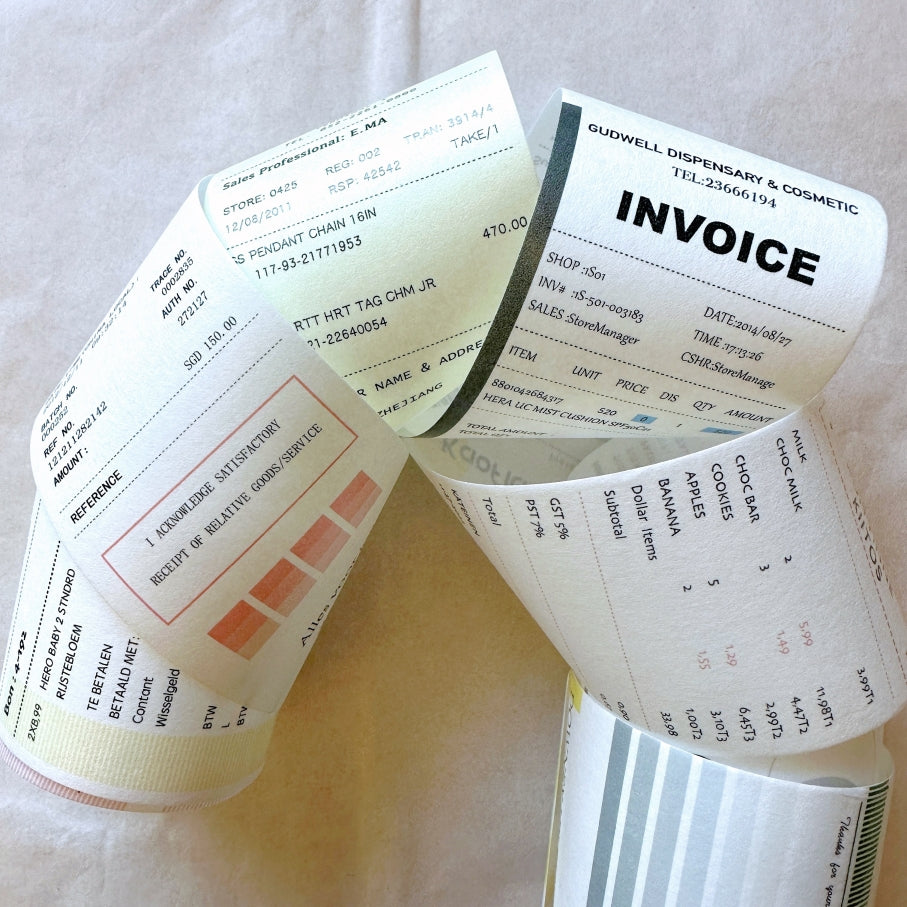 F Studio - A Roll of Receipts (Ver. 1 & 2) washi tape SAMPLES