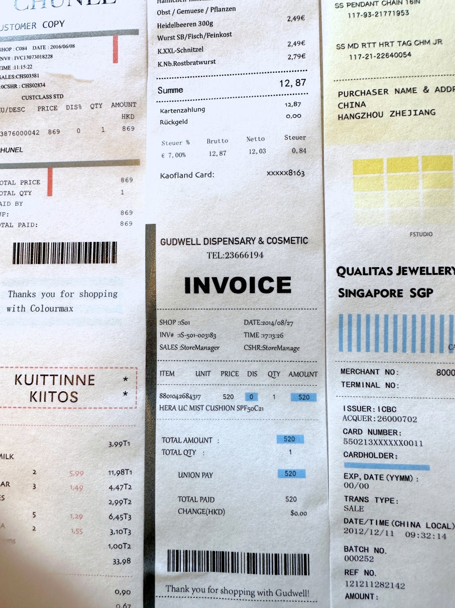 F Studio - A Roll of Receipts (Ver. 1 & 2) washi tape SAMPLES