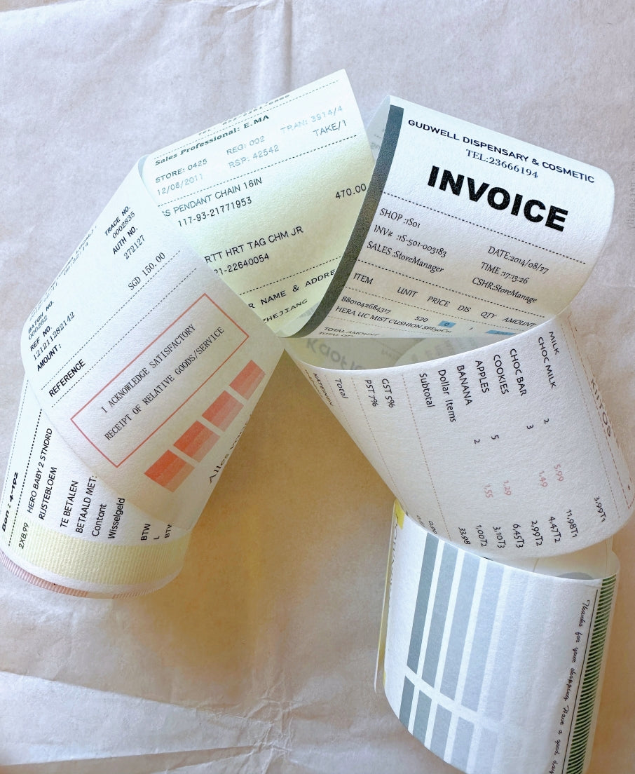F Studio - A Roll of Receipts (Ver. 1 & 2) washi tape SAMPLES