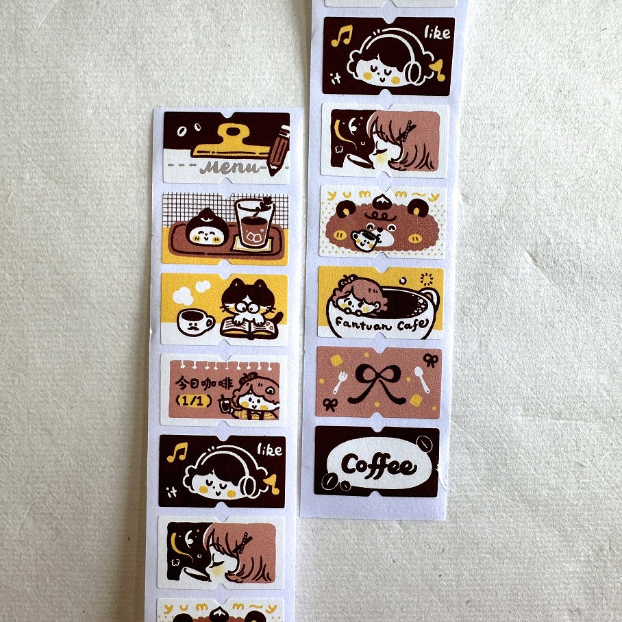 Fan Tuan Shop - Coffee Time label sticker roll SAMPLES
