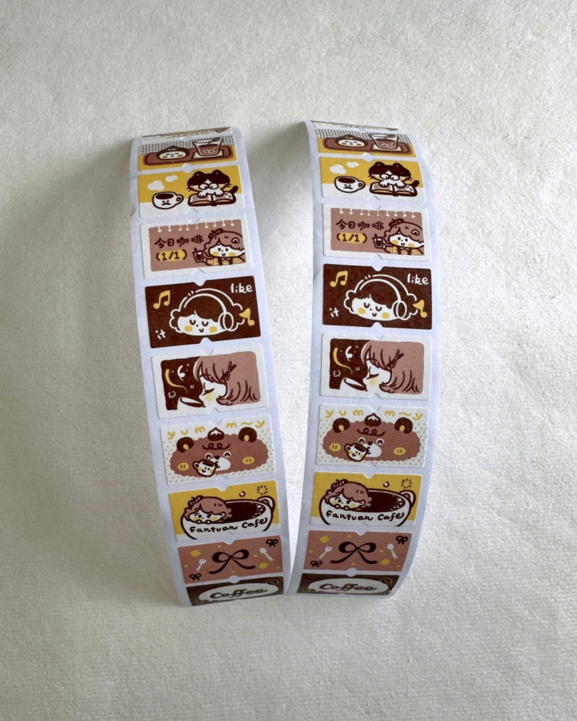 Fan Tuan Shop - Coffee Time label sticker roll SAMPLES