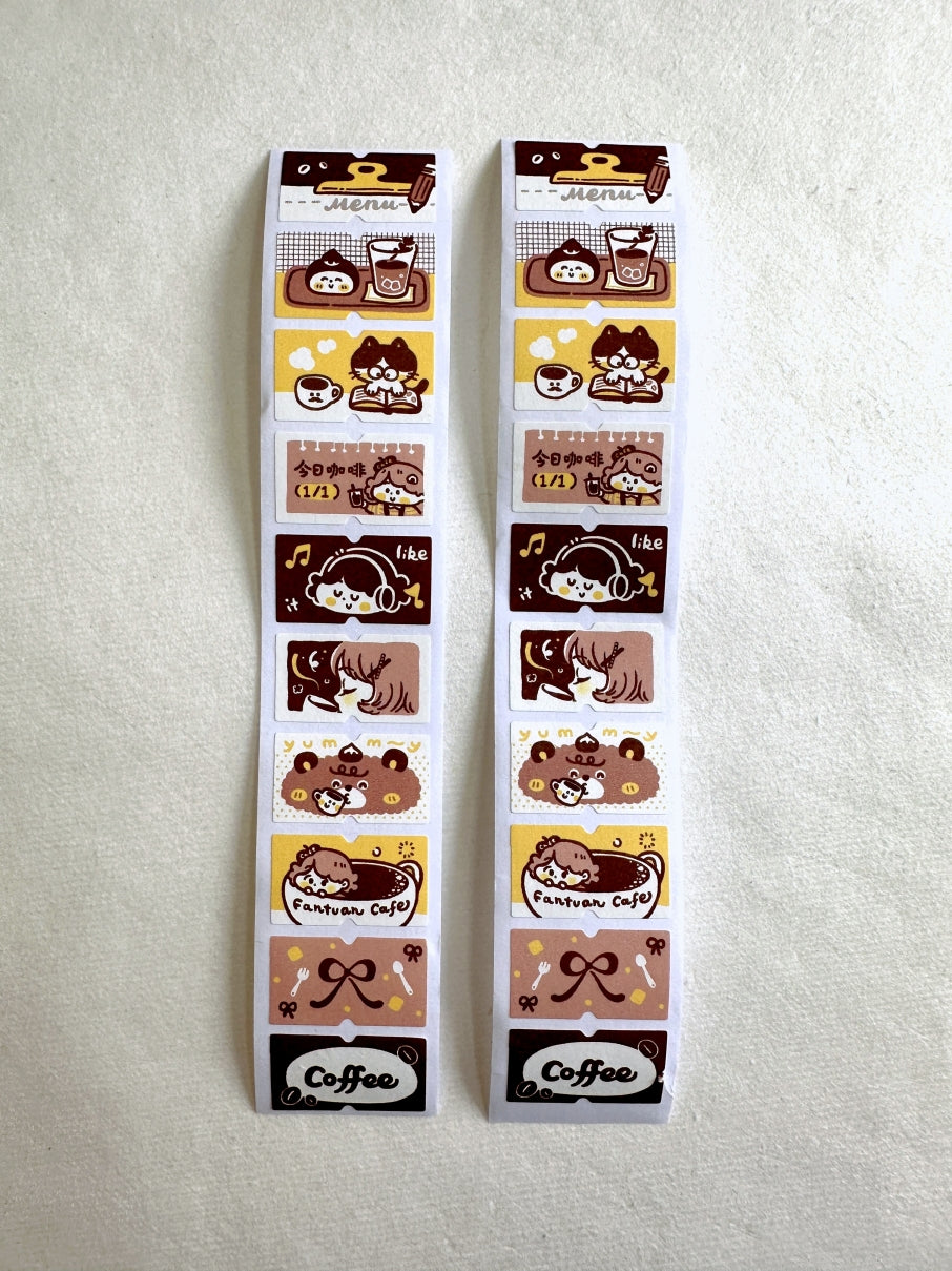 Fan Tuan Shop - Coffee Time label sticker roll SAMPLES