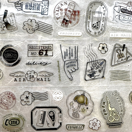 Fafa - Stationery-themed Postmarks kiss-cut PET tape SAMPLES