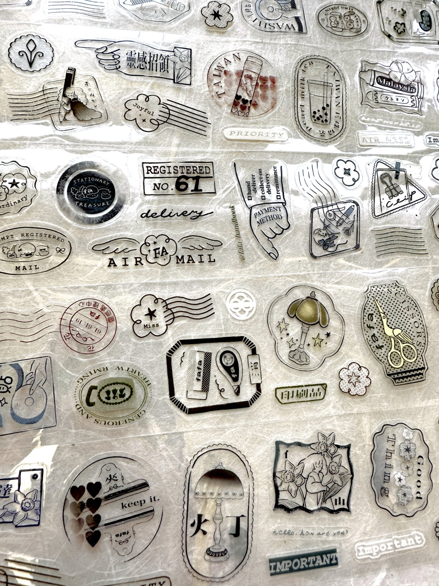 Fafa - Stationery-themed Postmarks kiss-cut PET tape SAMPLES