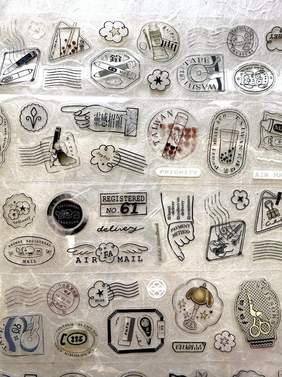 Fafa - Stationery-themed Postmarks kiss-cut PET tape SAMPLES