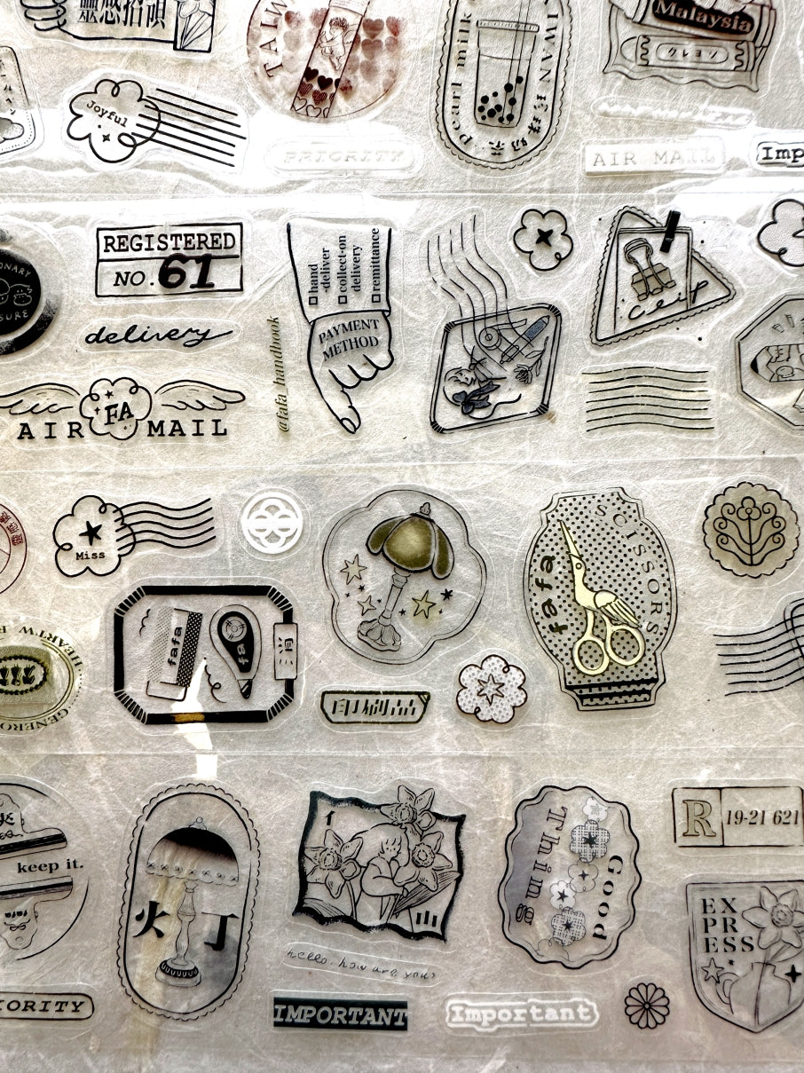 Fafa - Stationery-themed Postmarks kiss-cut PET tape SAMPLES