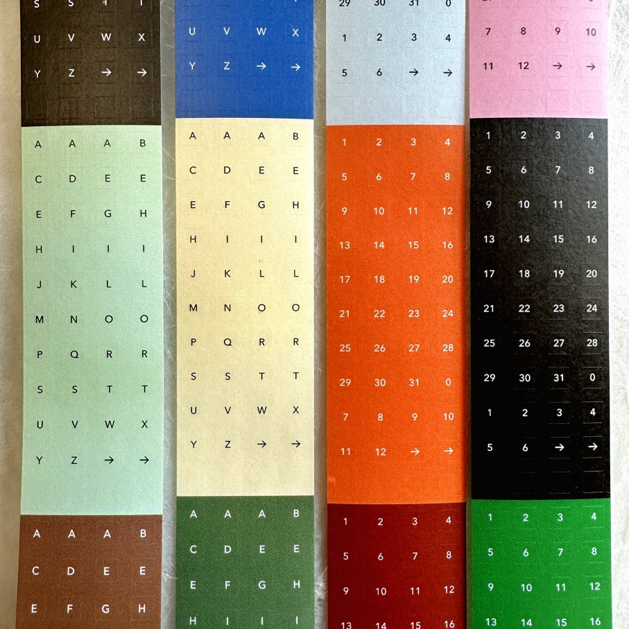 Flagg Stationery - Square Alphabet & Number washi sticker roll SAMPLES