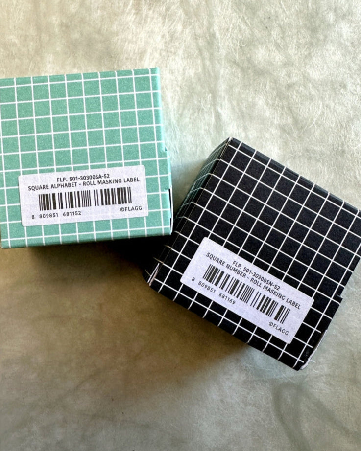 Flagg Stationery - Square Alphabet & Number washi sticker roll SAMPLES
