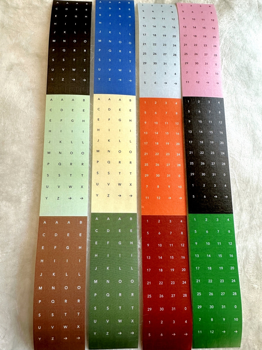 Flagg Stationery - Square Alphabet & Number washi sticker roll SAMPLES