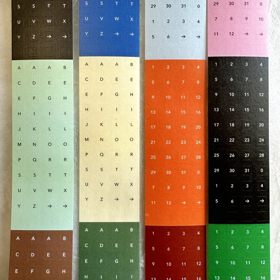 Flagg Stationery - Square Alphabet & Number washi sticker roll SAMPLES