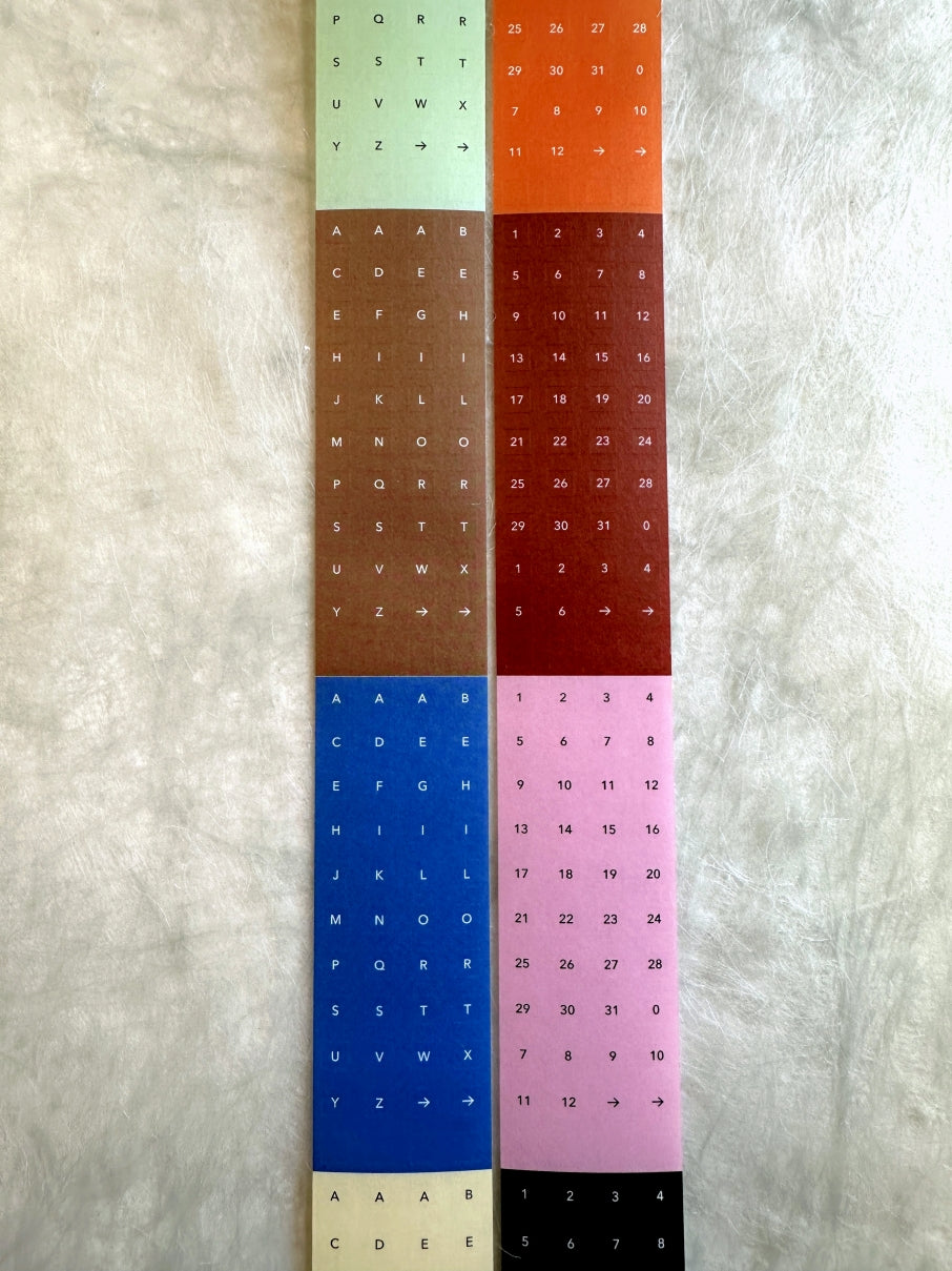 Flagg Stationery - Square Alphabet & Number washi sticker roll SAMPLES