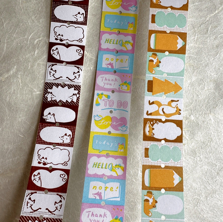 Hello Studio - Brown Frames, Greetings, & Warm Orange Forest writable label sticker rolls SAMPLES