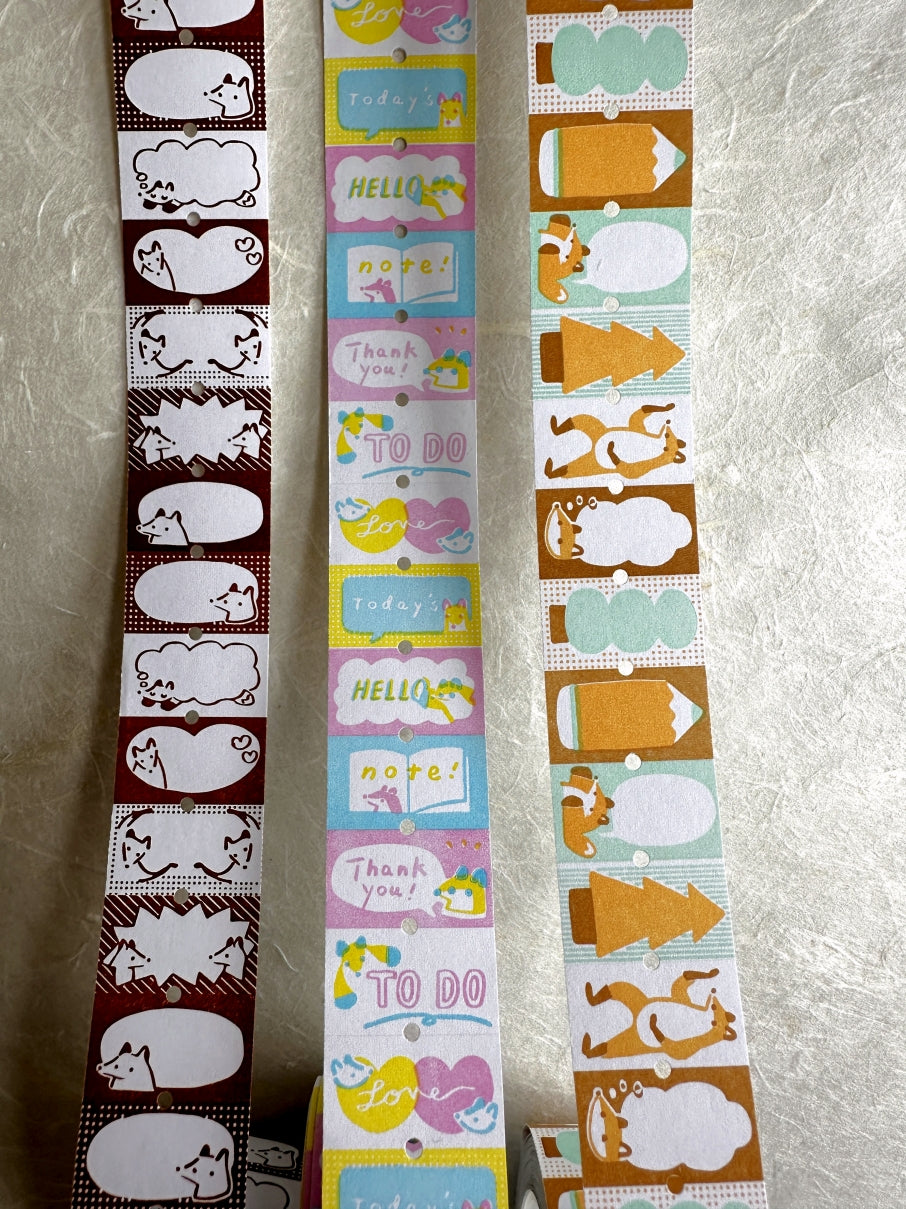Hello Studio - Brown Frames, Greetings, & Warm Orange Forest writable label sticker rolls SAMPLES