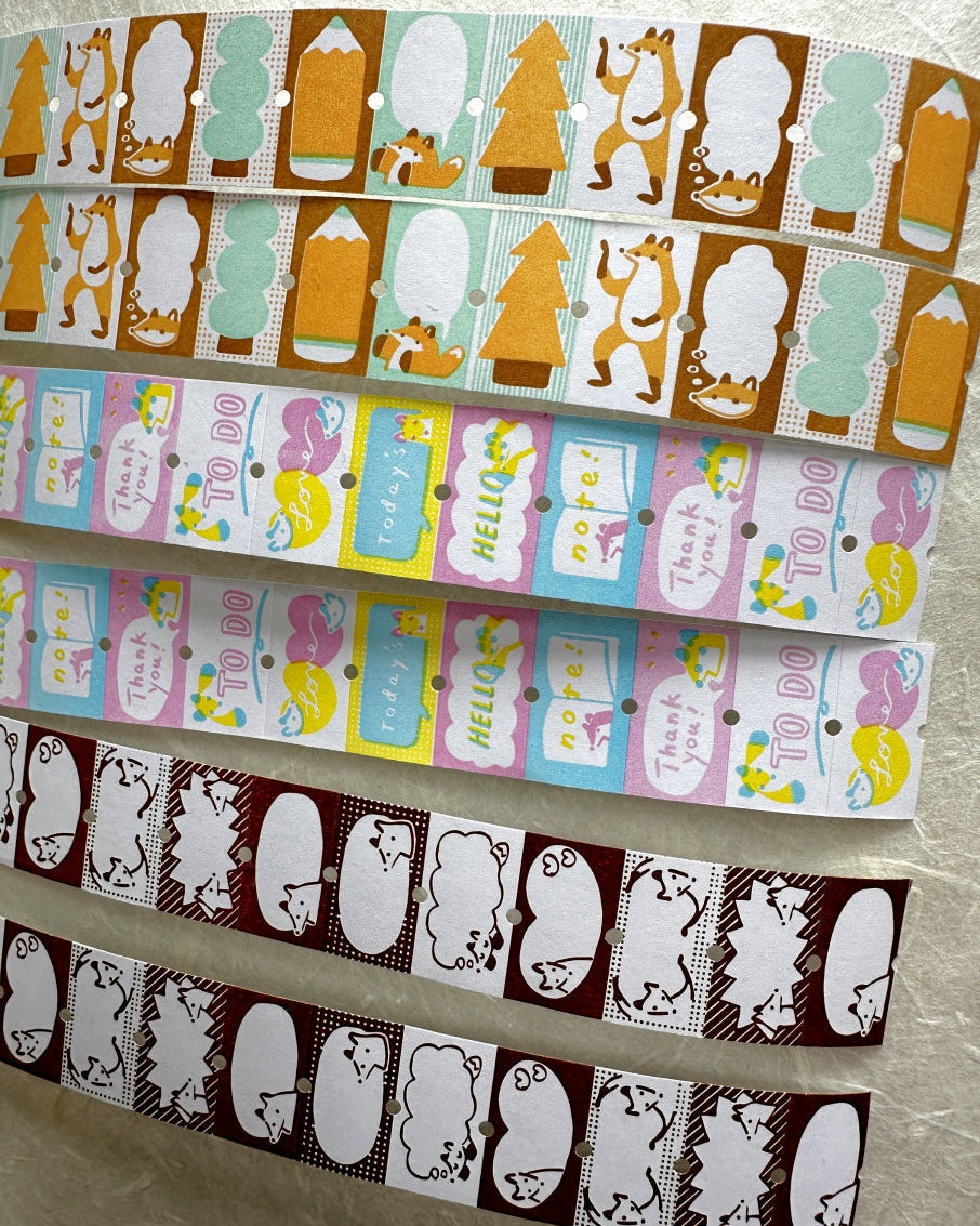 Hello Studio - Brown Frames, Greetings, & Warm Orange Forest writable label sticker rolls SAMPLES