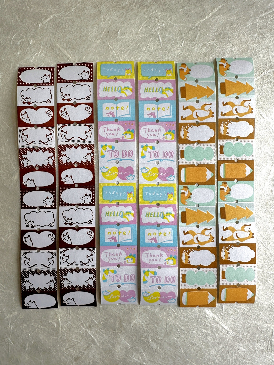 Hello Studio - Brown Frames, Greetings, & Warm Orange Forest writable label sticker rolls SAMPLES