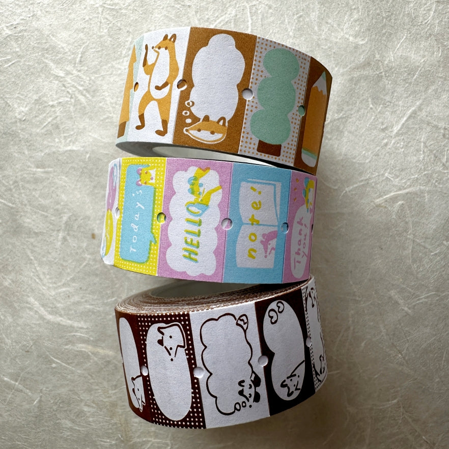Hello Studio - Brown Frames, Greetings, & Warm Orange Forest writable label sticker rolls SAMPLES