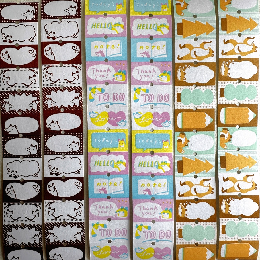 Hello Studio - Brown Frames, Greetings, & Warm Orange Forest writable label sticker rolls SAMPLES