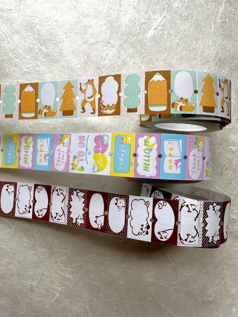 Hello Studio - Brown Frames, Greetings, & Warm Orange Forest writable label sticker rolls SAMPLES