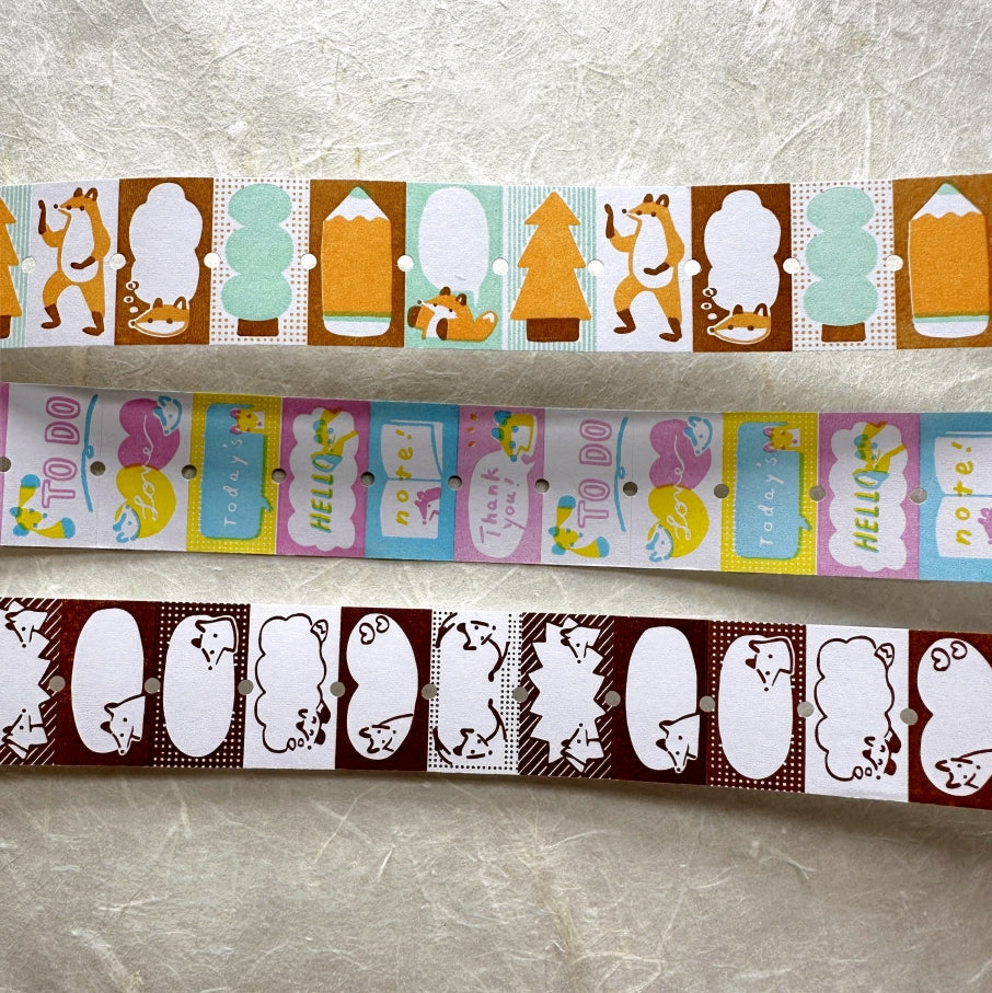 Hello Studio - Brown Frames, Greetings, & Warm Orange Forest writable label sticker rolls SAMPLES