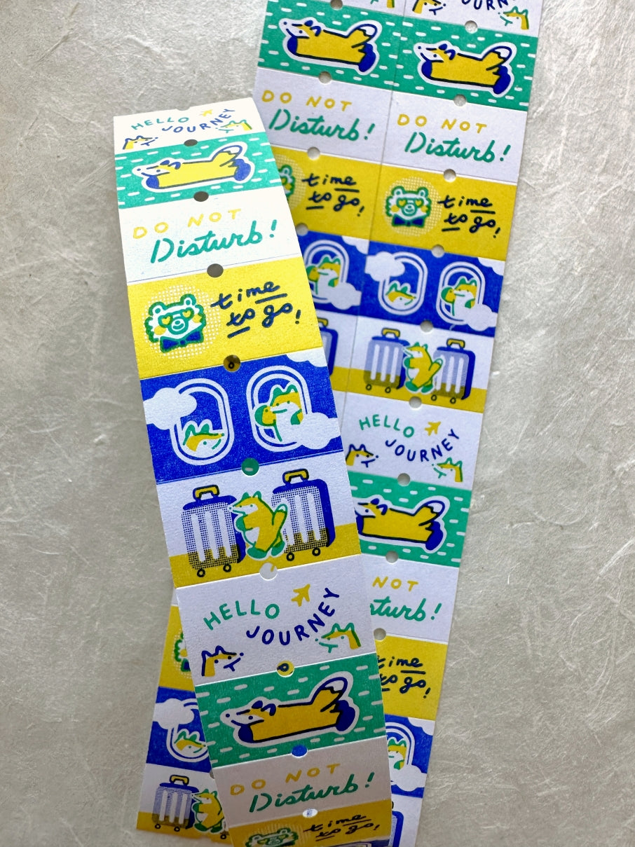 Hello Studio - Huchii's Travels writable label sticker roll SAMPLES