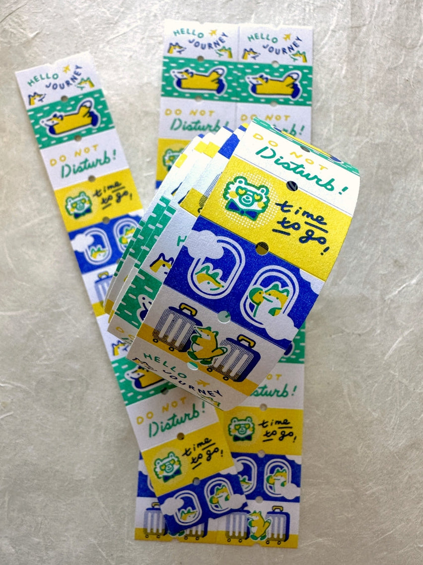 Hello Studio - Huchii's Travels writable label sticker roll SAMPLES